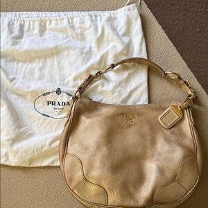 Prada vintage y2k hobo gold leather